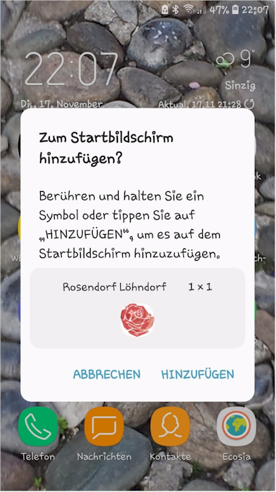 3. Speichern Sie die App auf dem Startbildschirm